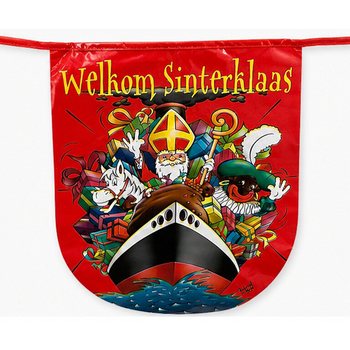 SINTERKLAAS - GHIRLANDĂ STEAGURI &bdquo;WELKOM SINTERKLAAS&rdquo; - LUNGIME: 10 Metri (6 buc.)