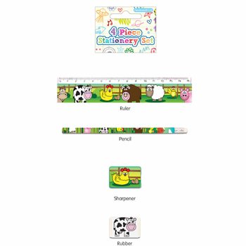 Set de papetărie cu animale de la fermă, 4 piese (24 buc.)