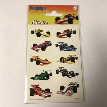 FOAIE CU AUTOCOLANTE: MAȘINI DE CURSE FORMULA 1, 16 x 9 cm (10 buc.)