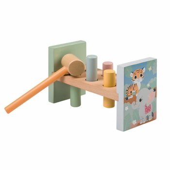 JOUECO - Banc de bătut cu ciocanul din lemn Animale Sălbatice - De la 12 luni (1 buc)