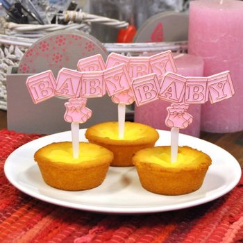 Scobitori Decor Cupcake Naștere - Roz Baby (12 buc.)