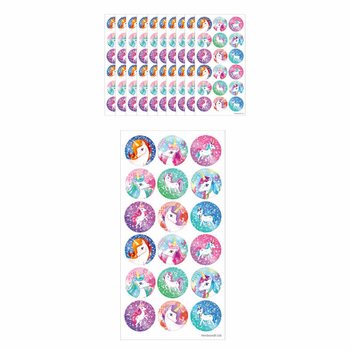 STICKERE DISTRACTIVE UNICORN - ABȚIBILDURI CU UNICORNI - 18 BUC PER FILĂ (10 buc.)