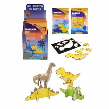 Puzzle-uri 3D Dinosauri SCRATCH - Display (18 bucăți)