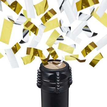 Tun de confetti sticlă de șampanie 31 cm &ndash; Argintiu auriu (4 buc.)