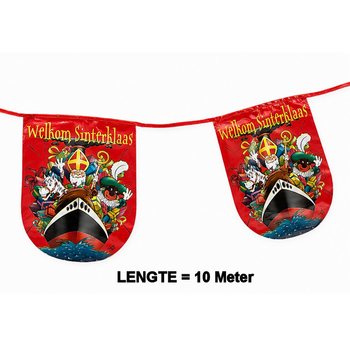 SINTERKLAAS - GHIRLANDĂ STEAGURI &bdquo;WELKOM SINTERKLAAS&rdquo; - LUNGIME: 10 Metri (6 buc.)