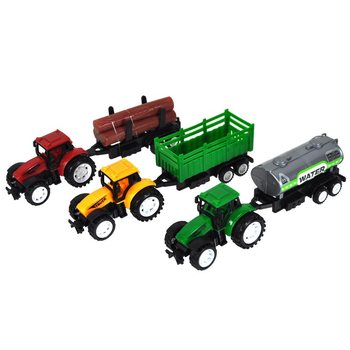 Tractor de jucărie cu remorcă pe blister 21 cm (6 buc.)