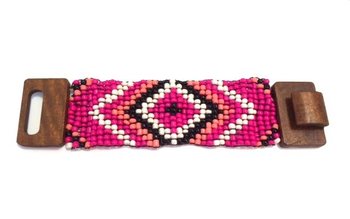 Brățară Aztecă din Lemn cu Închizătoare Fucsia (1 buc)