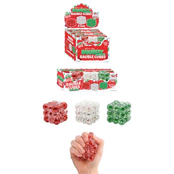 Set Cuburi Antistres Squeezy Glitter Bauble - 3 buc - Umplutură tip zahăr - Display (6 seturi)