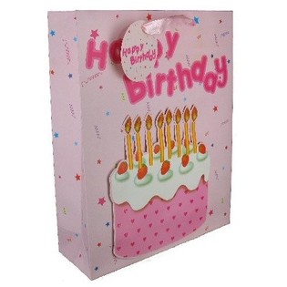 Pungă Cadou Happy Birthday Roz (12 buc.)