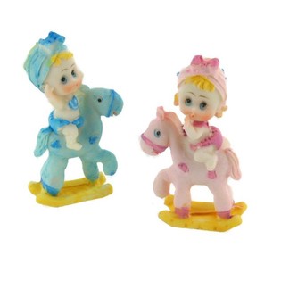 Topper Tort Nou-Născut - Bebe pe Cal Balansoar 9 cm (4 buc)