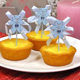TOPPER CUPCAKE NAȘTERE - URSULEȚ ALBASTRU (12 buc.)
