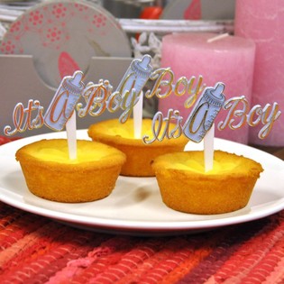 Scobitori Cupcake pentru Botez - It's a Boy (12 buc.)