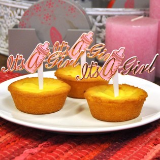 Scobitori pentru Cupcakes Naștere - It's a Girl (12 buc.)