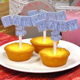 TOPPER CUPCAKE PENTRU NAȘTERE - ALBASTRU BEBE (12 buc.)