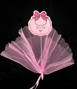 Scobitoare decorativă cu material - Roz Bebe (12 buc.)