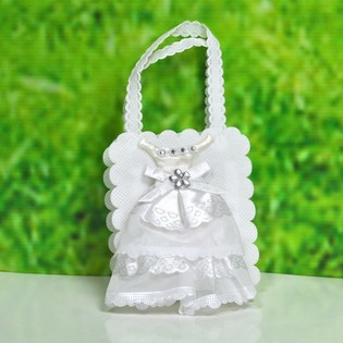 Pungă de Nuntă pentru Mărturii - Model Rochie de Mireasă (12 buc.)