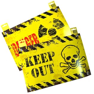 PLĂCUȚĂ DECORATIVĂ UȘĂ - "DANGER" / "KEEP OUT" (12 buc.)