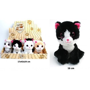 PISICĂ DE PLUȘ, MIX DESIGN 16 CM - &Icirc;N DISPLAY (12 buc.)