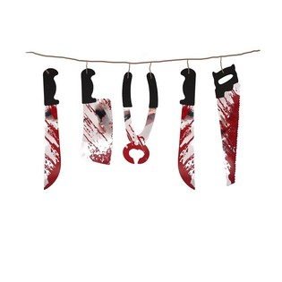 GHIRLANDĂ DECORATIVĂ HALLOWEEN CU CUȚITE &Icirc;NS&Acirc;NGERATE &ndash; 180 CM (6 buc.)