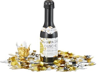 Tun de confetti sticlă de șampanie 31 cm &ndash; Argintiu auriu (4 buc.)