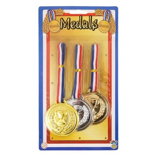 Set 3 Medalii pentru C&acirc;știgători pe Card (Aur, Argint, Bronz) 6buc.