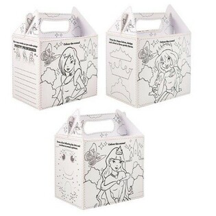 Cutii Meniu Copii Prințese de Colorat - 14 x 9.5 x 18 cm (24 buc.)
