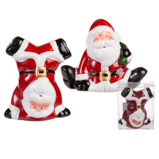 MOȘ CRĂCIUN DIN CERAMICĂ &Icirc;N CUTIE CADOU, aprox. 9 cm (24 buc.)
