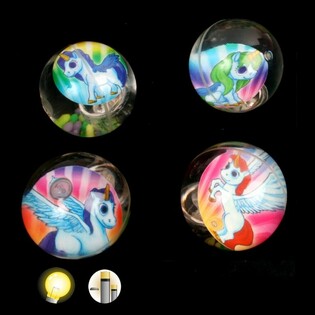 Mingi Ricoșante Mari Luminoase Unicorn, 6,5 cm (12 buc.)