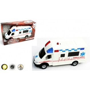 AMBULANȚĂ MARE CU FRICȚIUNE, LUMINI ȘI SUNETE (6 buc.)