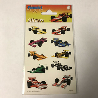 FOAIE CU AUTOCOLANTE: MAȘINI DE CURSE FORMULA 1, 16 x 9 cm (10 buc.)