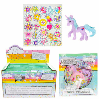 UNICORN DE BUZUNAR - UNICORN + AUTOCOLANTE &Icirc;N PUNGĂ CADOU - &Icirc;N DISPLAY (24 buc.)