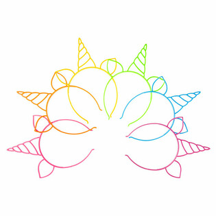 TIARA / CORONIȚĂ UNICORN, MIX CULORI NEON (24 buc.)