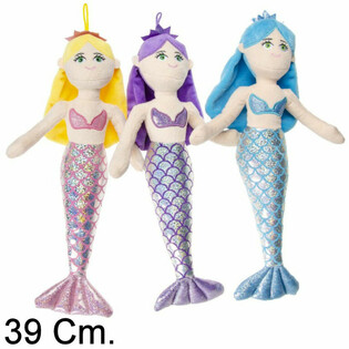Păpușă Sirenă mare din pluș 39 cm - Mix culori (12 buc.)