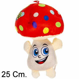 CIUPERCĂ MARE DE PLUȘ CU FAȚĂ - 25 CM - MIX CULORI (6 buc.)