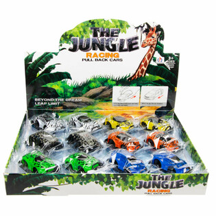 MAȘINUȚE JUNGLE PULL BACK &Icirc;N DISPLAY (12 bucăți)