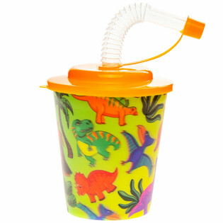 Pahar Dinozaur pentru Băuturi/&Icirc;nghețată cu Pai - 250ml (12 bucăți)