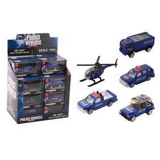 DIE CAST - MIX VEHICULE DE POLIȚIE, SCARA 1:64 &Icirc;N DISPLAY (24 buc.)