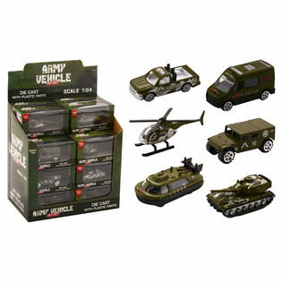 Die Cast - Mix Vehicule Militare, Scara 1:64 &icirc;n Display (24 buc.)