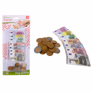 HOME SHOPPING - BANI DE JUCĂRIE EURO ȘI BANCNOTE PE CARD (6 buc.)