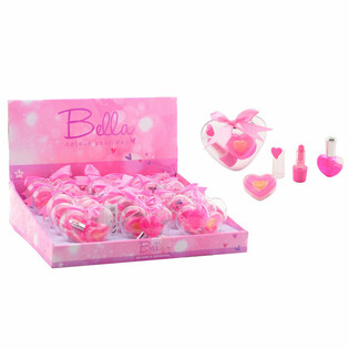 Set machiaj pentru copii Bella, 3 piese, &icirc;n formă de inimă &icirc;n display (18 buc.)