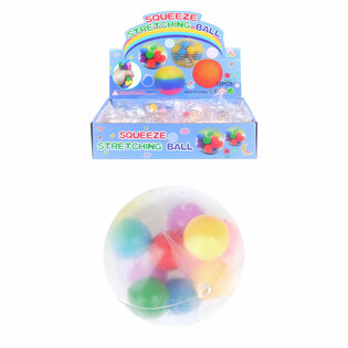 Minge antistres squishy &Oslash;6cm cu pomponuri (Display de 12)