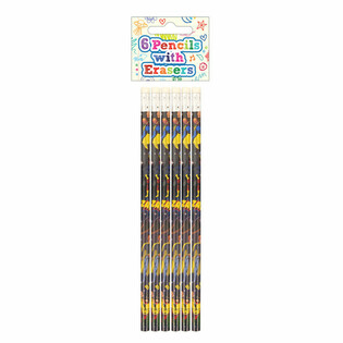Set de 6 Creioane și Gume de Șters Super Eroi - Display (24 seturi)