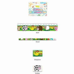 Set de papetărie cu animale de la fermă, 4 piese (24 buc.)