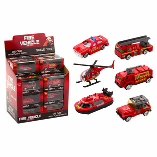 DIE CAST - MIX VEHICULE DE POMPIERI - SCARĂ 1:64 - &Icirc;N DISPLAY (24 buc.)
