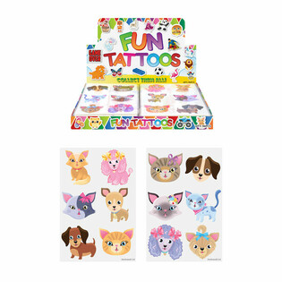 Tatuaje Fun: Pisici și C&acirc;ini (Display de 96 bucăți)