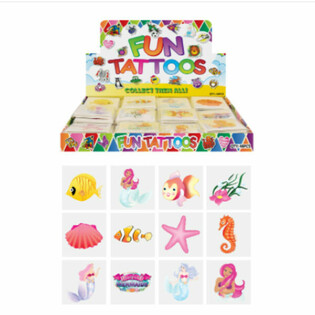 TATUAJE FUN - MODEL: SIRENĂ / MERMAID, 12 Tatuaje per pachet &Icirc;N DISPLAY (48 buc.)