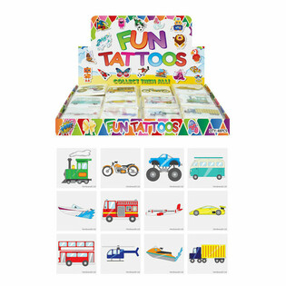 TATUAJE FUN - MODEL: VEHICULE, Fiecare pachet 12x Tatuaje &Icirc;N DISPLAY (48 buc.)