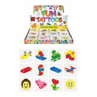 TATUAJE FUN - MODEL: BLOCURI DE CONSTRUCȚIE, Fiecare pachet 12x Tatuaje &Icirc;N DISPLAY (48 buc.)