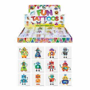 TATUAJE FUN - MODEL: ROBOT, Fiecare pachet conține 12x Tatuaje &Icirc;N DISPLAY (48 buc.)