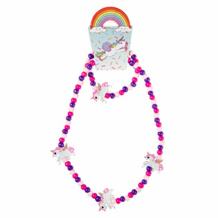Set Colier și Brățară din Lemn cu Unicorn pentru Copii (48 buc.)